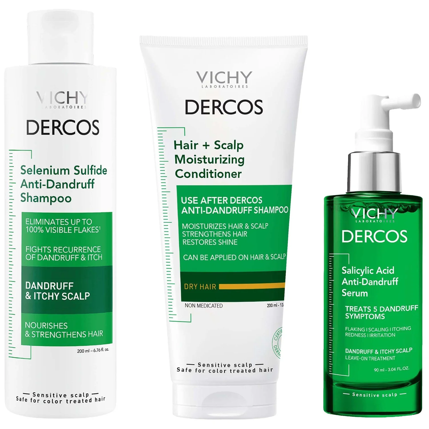Vichy Dercos Anti-Dandruff Routine with Hydrating Scalp Treatment Serum (Worth $88.97)