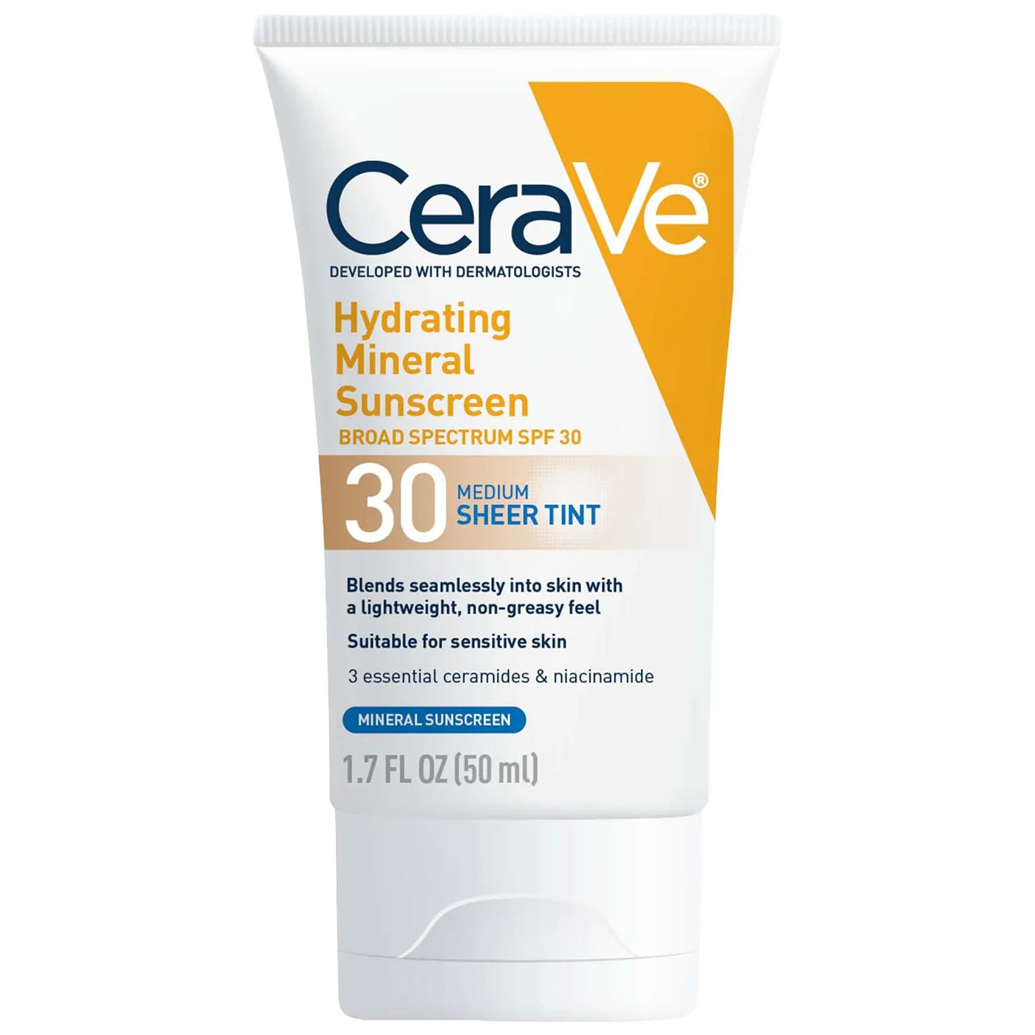 CeraVe Hydrating Mineral Tinted Sunscreen SPF 30 (Various Shades) Sheer