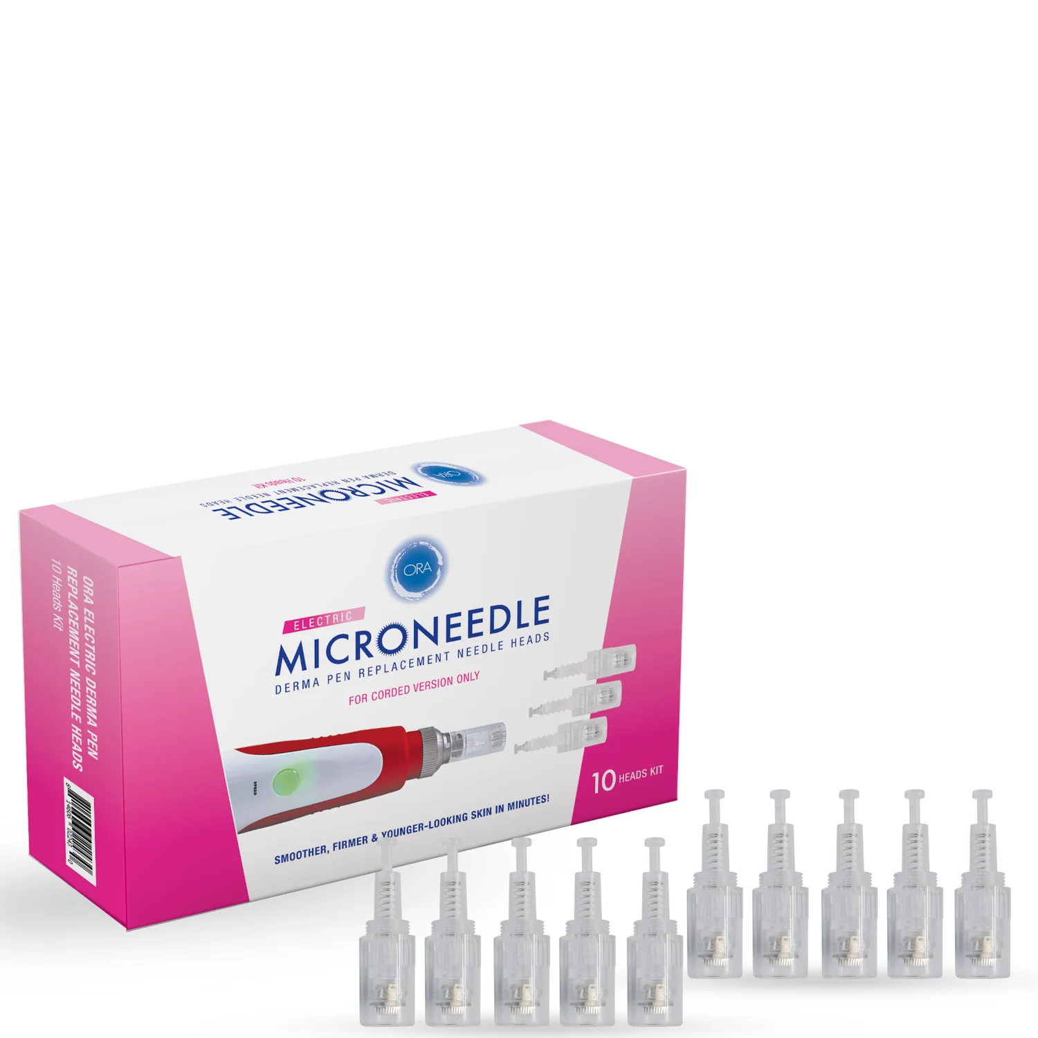 Beauty ORA ORA Electric Microneedle Roller Derma Pen Replacement Heads - 10 Heads Kit (For CORDED version only)